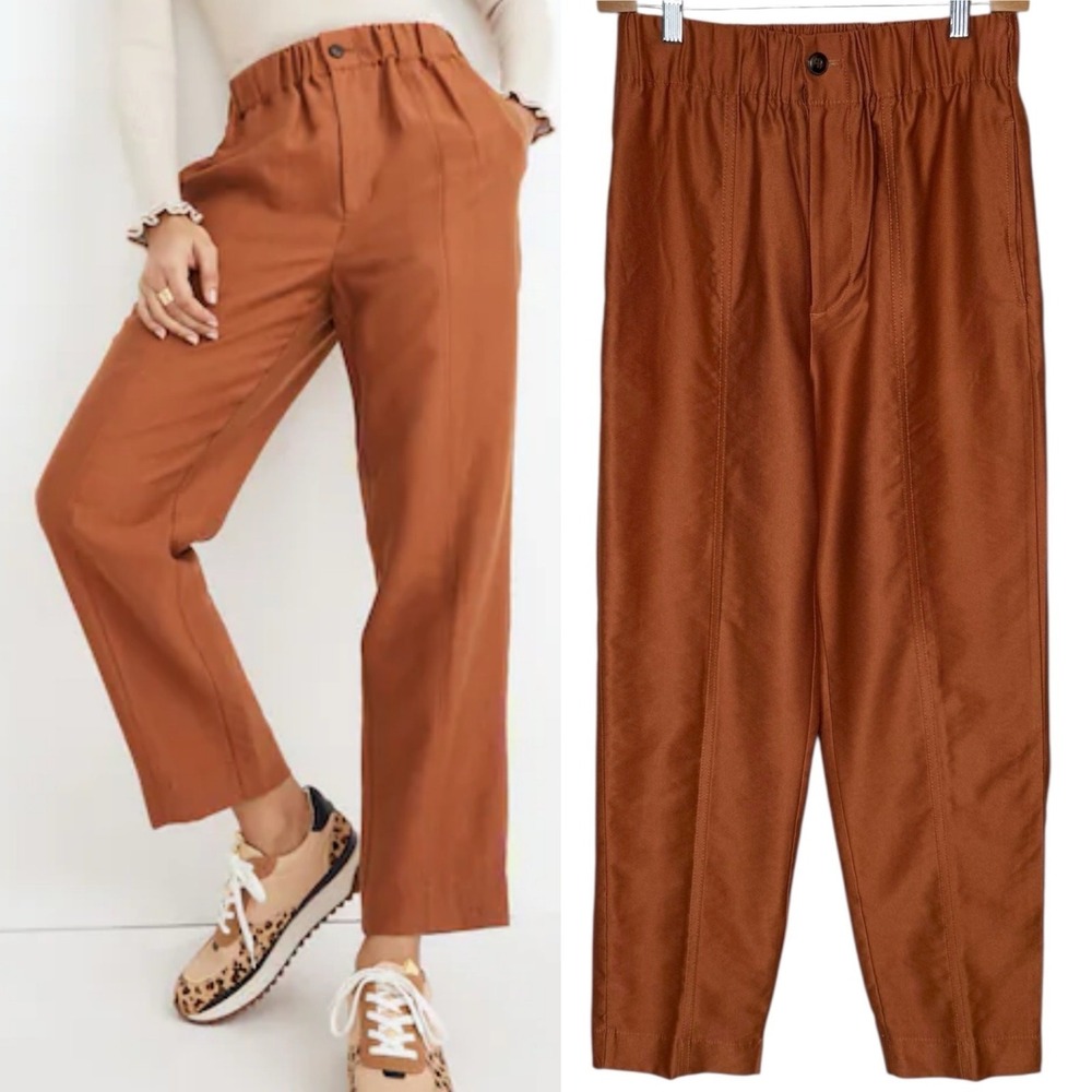 Madewell Tapered Huston Pull On Crop Pant Burnt Clay Rust size XS